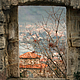 Author's photo, Autumn landscape on the wall, the view from the window of the fortress and ancient town of Stari Bar Montenegro.
