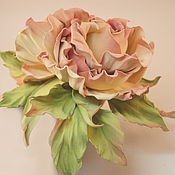 Украшения handmade. Livemaster - original item Decoration flowers from the skin .Brooch hair bow TEA ROSE. Handmade.