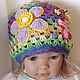 BEANIE for girl 'Flower Paradise' knitted summer. Caps. Gala Devi (crochet design). Online shopping on My Livemaster.  Фото №2