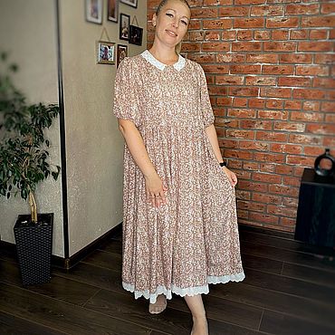 Одежда ручной работы. Ярмарка Мастеров - ручная работа Платье штапельное с шитьем. Handmade.