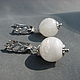 Earrings with moonstone 'Snow', Earrings, Moscow,  Фото №1