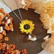 Подвеска с подсолнухом и кристаллом. Кулон. Inspired.byheart | Мастерская. Ярмарка Мастеров.  Фото №4