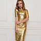 Order Gold cotton sheath dress, form-fitting dress, gold dress. mozaika-rus. Livemaster. . Dresses Фото №3