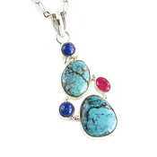 Украшения handmade. Livemaster - original item Turquoise pendant, ruby and lapis lazuli, turquoise pendant decoration. Handmade.