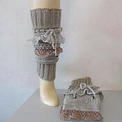Аксессуары handmade. Livemaster - original item Leggings with ruffles in beige, half-wool, No. №1. Handmade.