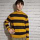 Yellow striped sweater. Mens sweaters. Knitted Things For All (matronka). Online shopping on My Livemaster.  Фото №2