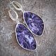 Серьги с натуральным чароитом в серебре. Серьги классические. JewelryStudioGem. Ярмарка Мастеров.  Фото №5