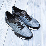 Обувь ручной работы handmade. Livemaster - original item Sneakers made of genuine leather, embossed with crocodile. Handmade.