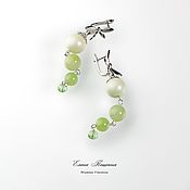 Украшения handmade. Livemaster - original item Green Delicate Earrings Playful Dragonflies with stones green jadeites. Handmade.