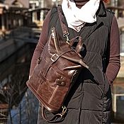 Сумки и аксессуары handmade. Livemaster - original item Backpacks: Bag-backpack women`s leather brown Claris Mod SR31-622. Handmade.