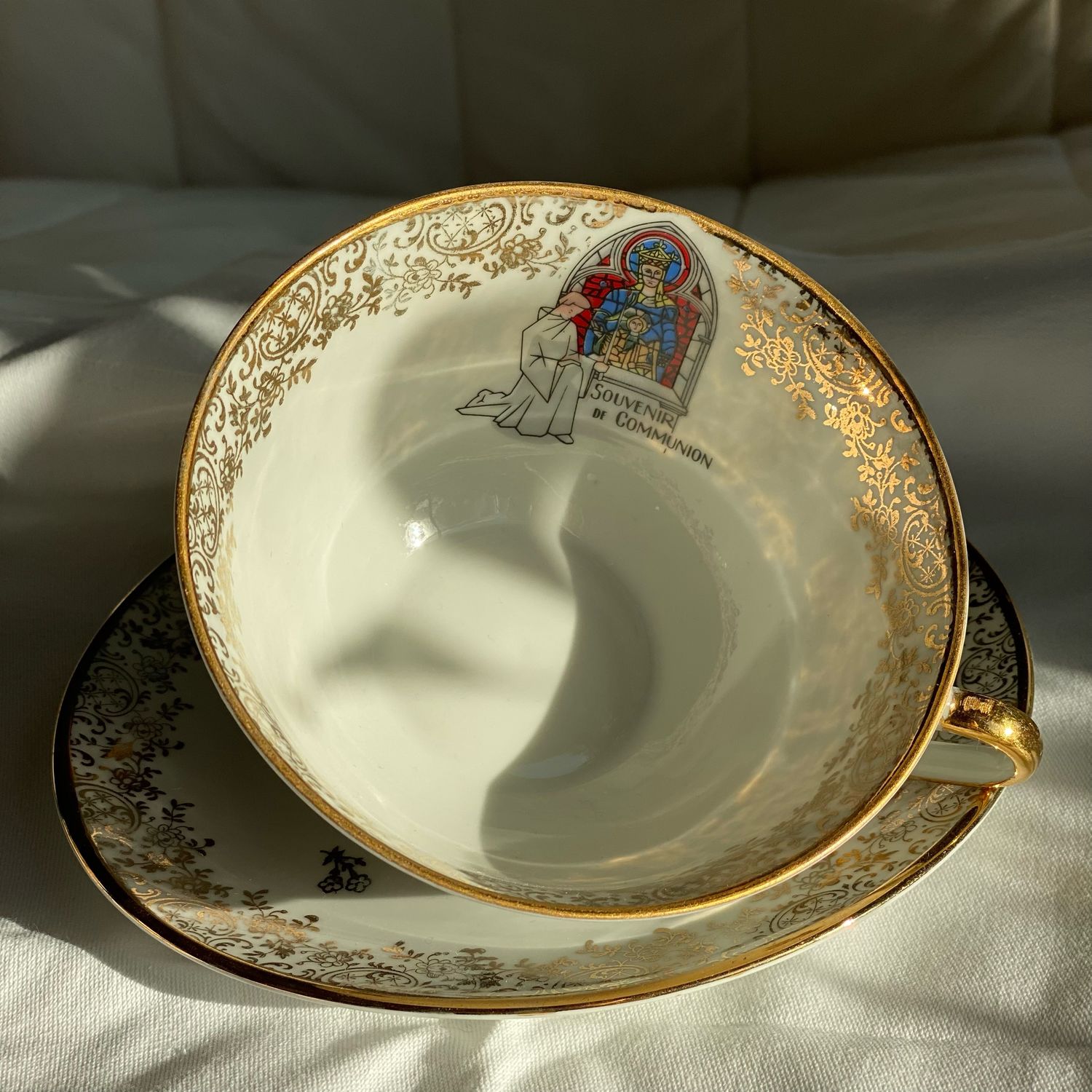 Винтаж Чайная пара LIMOGES Первое причастие. Франция. Фарфор Лимож в