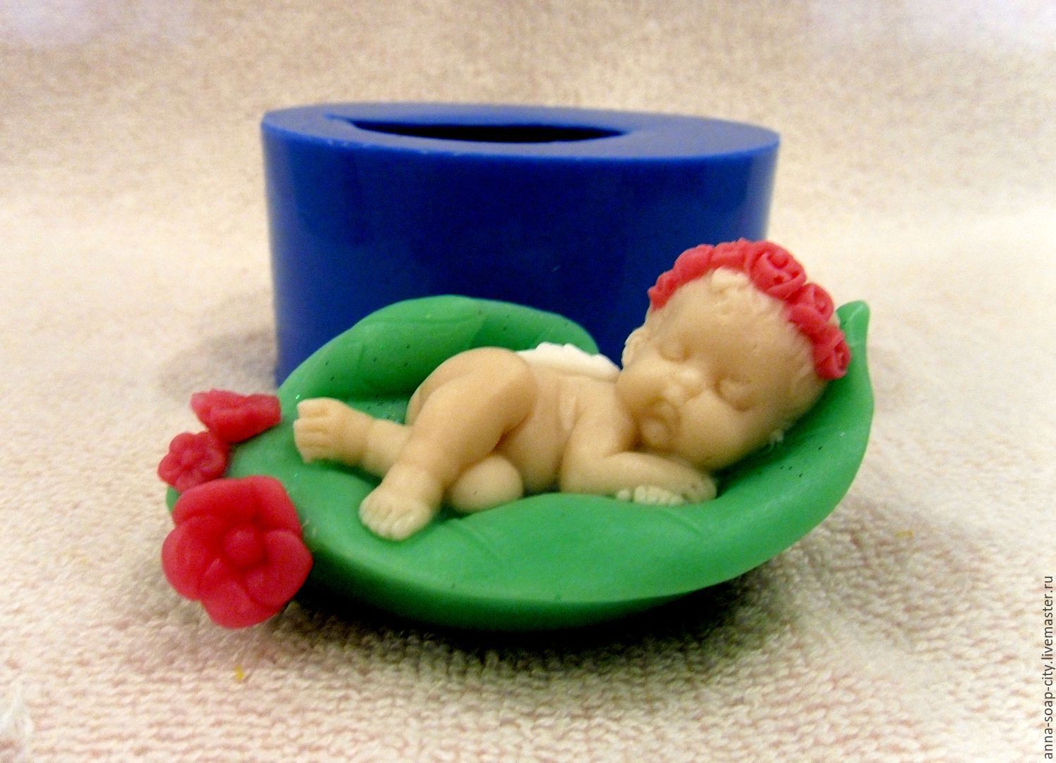 Silicone mold for soap and candles ' angel sleeps on a leaf', Form, Arkhangelsk,  Фото №1