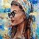 Oil painting Girl Summer (blue yellow portrait), Pictures, Yuzhno-Uralsk,  Фото №1
