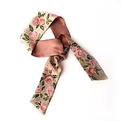 Аксессуары handmade. Livemaster - original item Twilly Ribbon Bow Tie made of silk with Painted Batik Dusty Rose. Handmade.