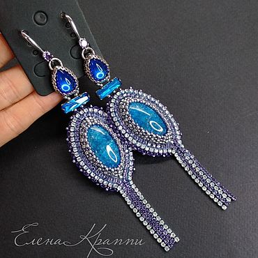Серьги из синего апатита. Длинные серьги с подвесками.. . Украшения ручной работы - Ярмарка Мастеров Украшения ручной работы. Ярмарка Мастеров - ручная работа Серьги из синего апатита. Длинные серьги с подвесками.. Handmade.