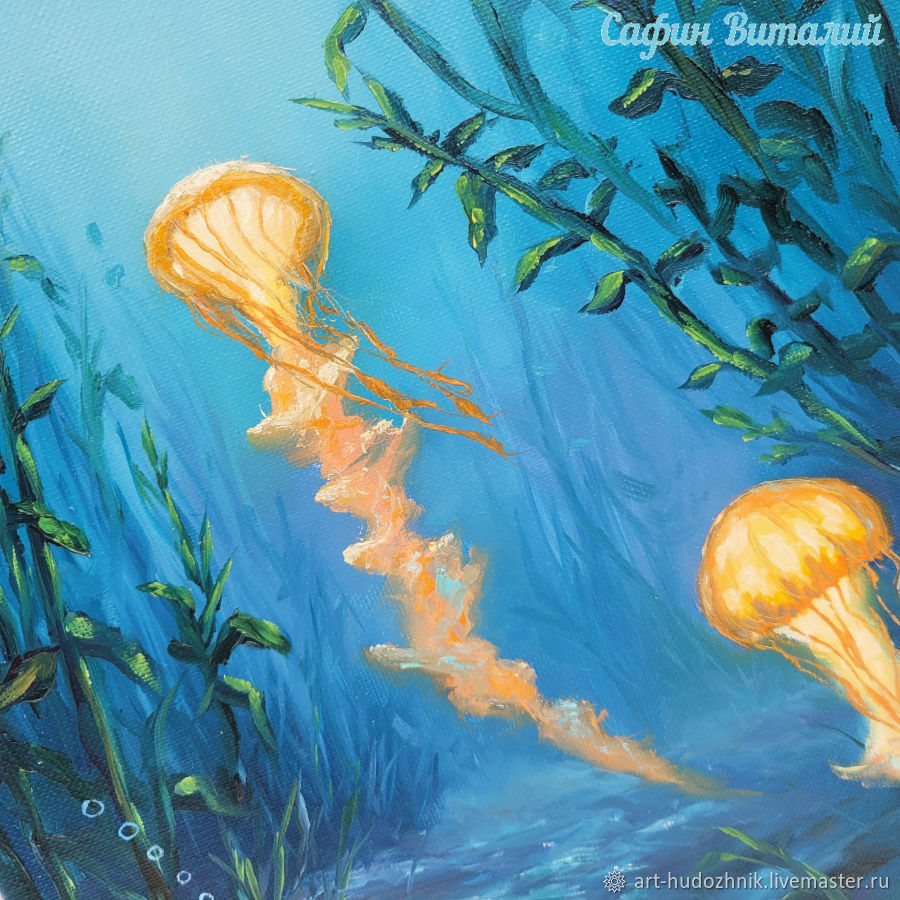Морской пейзаж картина Медузы светлячки, Картины, Санкт-Петербург,  Фото №1