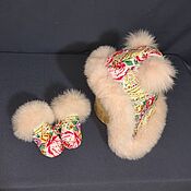 Одежда детская handmade. Livemaster - original item Bonnet and mittens from Pavlovsky Posad shawl for girls. Handmade.