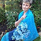 ПОДАРОК шифоновый  шарф батик ручная роспись кобальт. Шарфы. BatikStyle. Ярмарка Мастеров.  Фото №4