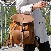 Сумки и аксессуары handmade. Livemaster - original item Backpacks: Women`s Beige Leather Backpack Boho Mod P53-422. Handmade.