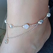Украшения handmade. Livemaster - original item Anklet (leg bracelet) with moonstone and topaz in 925 silver. Handmade.