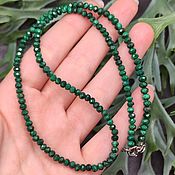 Работы для детей, handmade. Livemaster - original item Natural malachite beads in the shape of a rondel with a cut. Handmade.