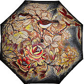 Зонт женский складной автомат, зонт-трость с цветами тигровые лилии