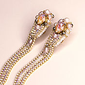 Украшения handmade. Livemaster - original item Earrings Embroidered with Pearls, Crystals and rhinestone chains. Handmade.