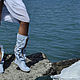 botas: INDIANINI azul-botas Italianas hechas a mano. High Boots. Febe-handmade. Интернет-магазин Ярмарка Мастеров.  Фото №2