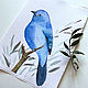 'Ultramarine' watercolor painting (birds, blue, light blue). Pictures. Nadezda Perova. My Livemaster. Фото №5