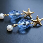 Украшения handmade. Livemaster - original item Starfish Earrings with Natural Pearls. Handmade.