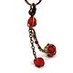 Key chain with natural stones. Red keychain. Coral keychain, Key chain, Permian,  Фото №1
