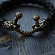leather bracelet with bronze lions, Bead bracelet, Volgograd,  Фото №1