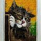 Картина из шерсти Кот картина на холсте шерстяная акварель Котик. Картины. Ровенецкая слобода ЛНР (rovenki-lnr). Интернет-магазин Ярмарка Мастеров.  Фото №2