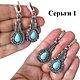 Серьги c ларимаром в стиле Wire Wrap. Серьги классические. Unique Silver (UniqueSilver). Интернет-магазин Ярмарка Мастеров.  Фото №2