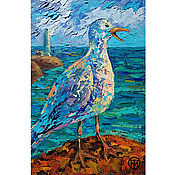 Картины и панно handmade. Livemaster - original item Seagull oil painting Birds painting with sea Seascape. Handmade.