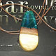 Transparent blue resin and wood pendant;, Pendant, Kazan,  Фото №1