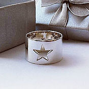Украшения handmade. Livemaster - original item Ring: Wide ring with a star made of silver (K14). Handmade.
