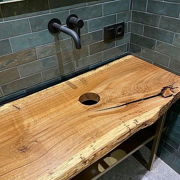 Для дома и интерьера ручной работы. Ярмарка Мастеров - ручная работа Столешница из массива дерева в ванную. Handmade.