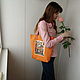Orange shopper textile bag with toute applique. Shopper. mechty-o-lete. My Livemaster. Фото №4