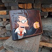 Handmade wallet with two-Face man embossed and painted