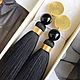Sun disc brush earrings black in gold agate silk gilding. Tassel earrings. GolDFenix. Online shopping on My Livemaster.  Фото №2