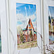 Watercolor ' Gingerbread house'. Pictures. Yellow sun. Online shopping on My Livemaster.  Фото №2