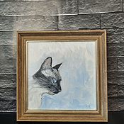Картины и панно ручной работы. Ярмарка Мастеров - ручная работа Pintura al óleo del gato siamés. Handmade.