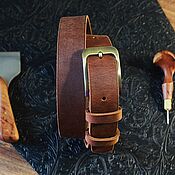 Аксессуары handmade. Livemaster - original item Brown genuine leather belt.. Handmade.
