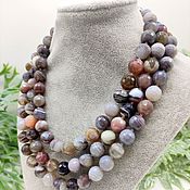 Large beads for women made of natural stones garnet almandine