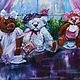 Painting,oil 'Minimise tea party'or the three bears, Pictures, Nizhny Novgorod,  Фото №1