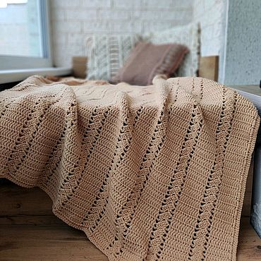 Текстиль ручной работы. Ярмарка Мастеров - ручная работа Вязаный плед. Handmade.