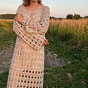 Одежда handmade. Livemaster - original item dresses: Women`s crocheted dress made of cotton in stock. Handmade.