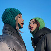 Аксессуары handmade. Livemaster - original item Balaclava Turquoise Knitted Hat Warm Women`s Men`s Sea Wave. Handmade.