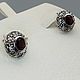 Silver earrings with 8 mm natural garnets, Stud earrings, Moscow,  Фото №1